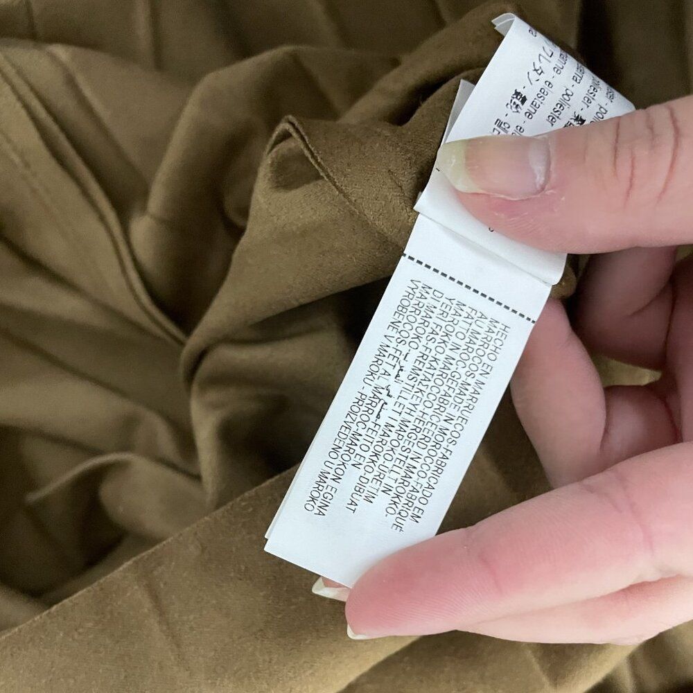 Zara Womens Pleated Faux Suede Midi Skirt L Large Light Brown 9596/974 NWT - Picture 10 of 14